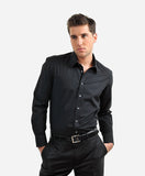 Black Polyester Poly Crepe Pintuck Front Shirt